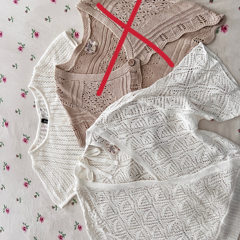 White crochet sweater set - 2 tops